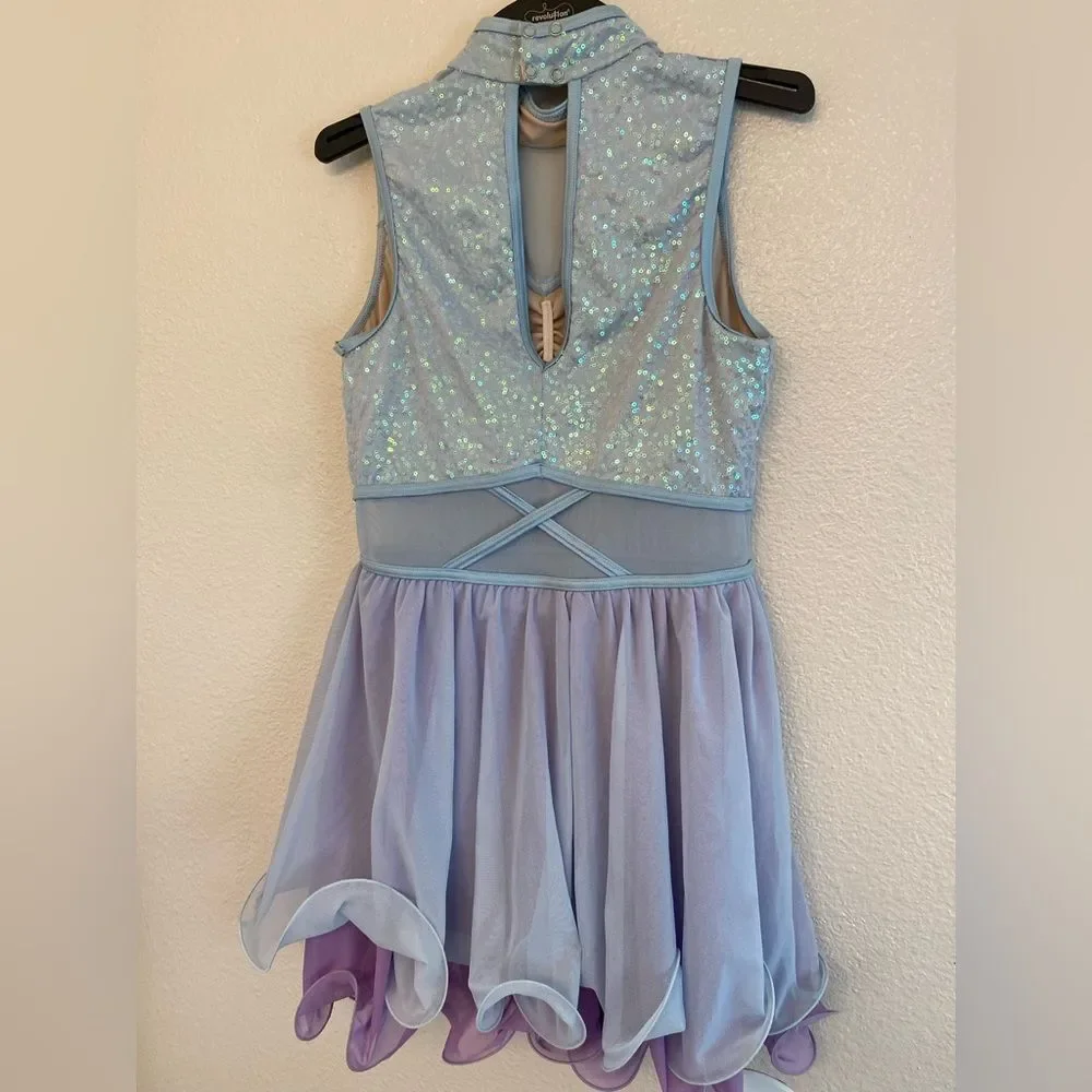 WEISSMAN Dance Costume sequins blue lavender You Set Me Free 14248 MA adult